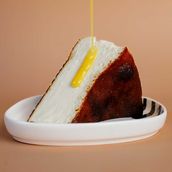 Basque Cheesecake Slice with Passion Fruit