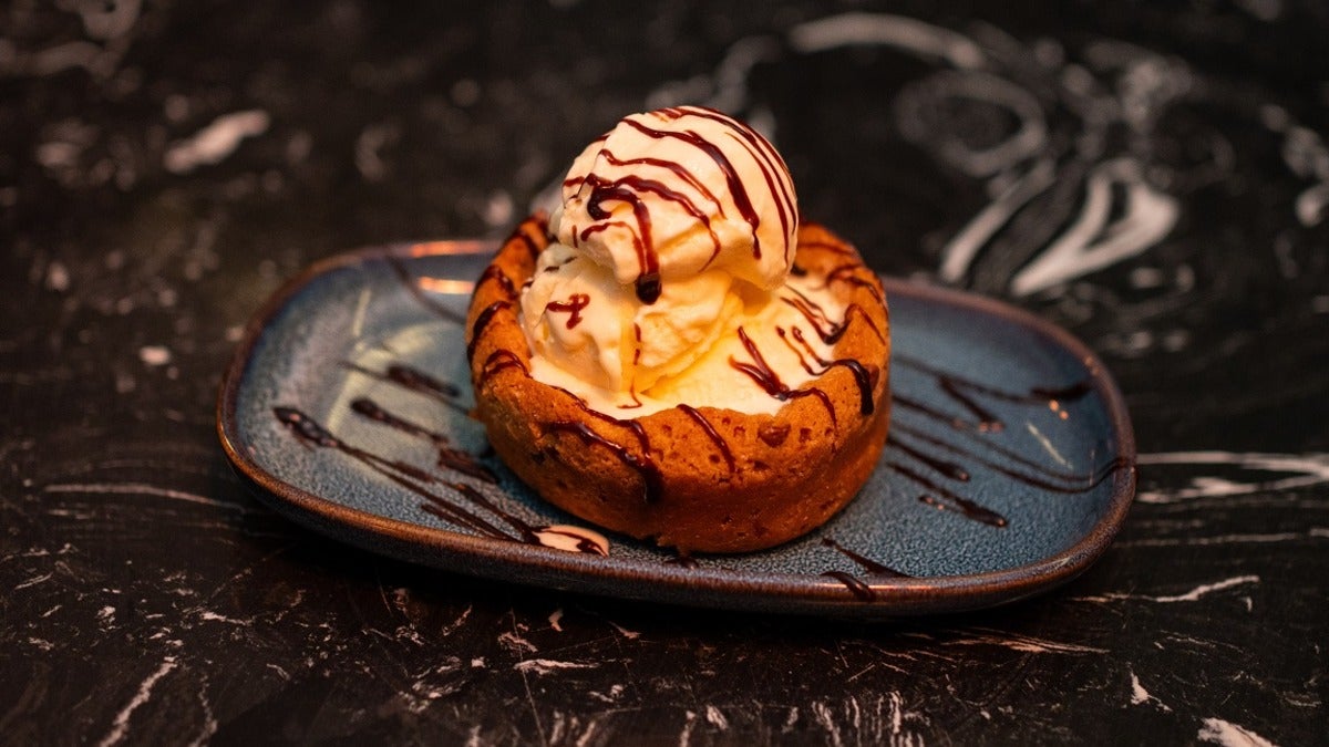 Cookie Dough Pudding with ice cream