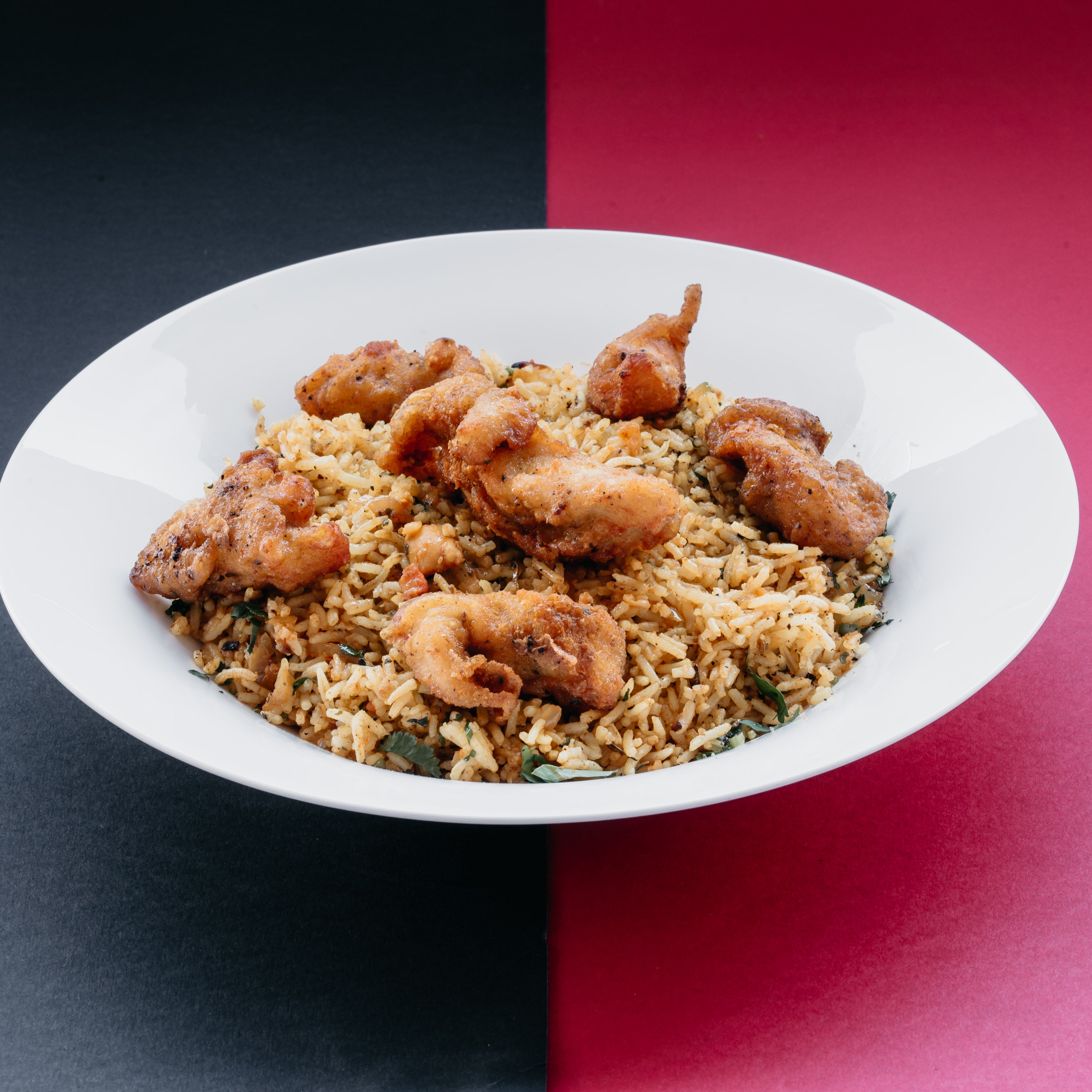 Crispy Coated Chicken Biryani