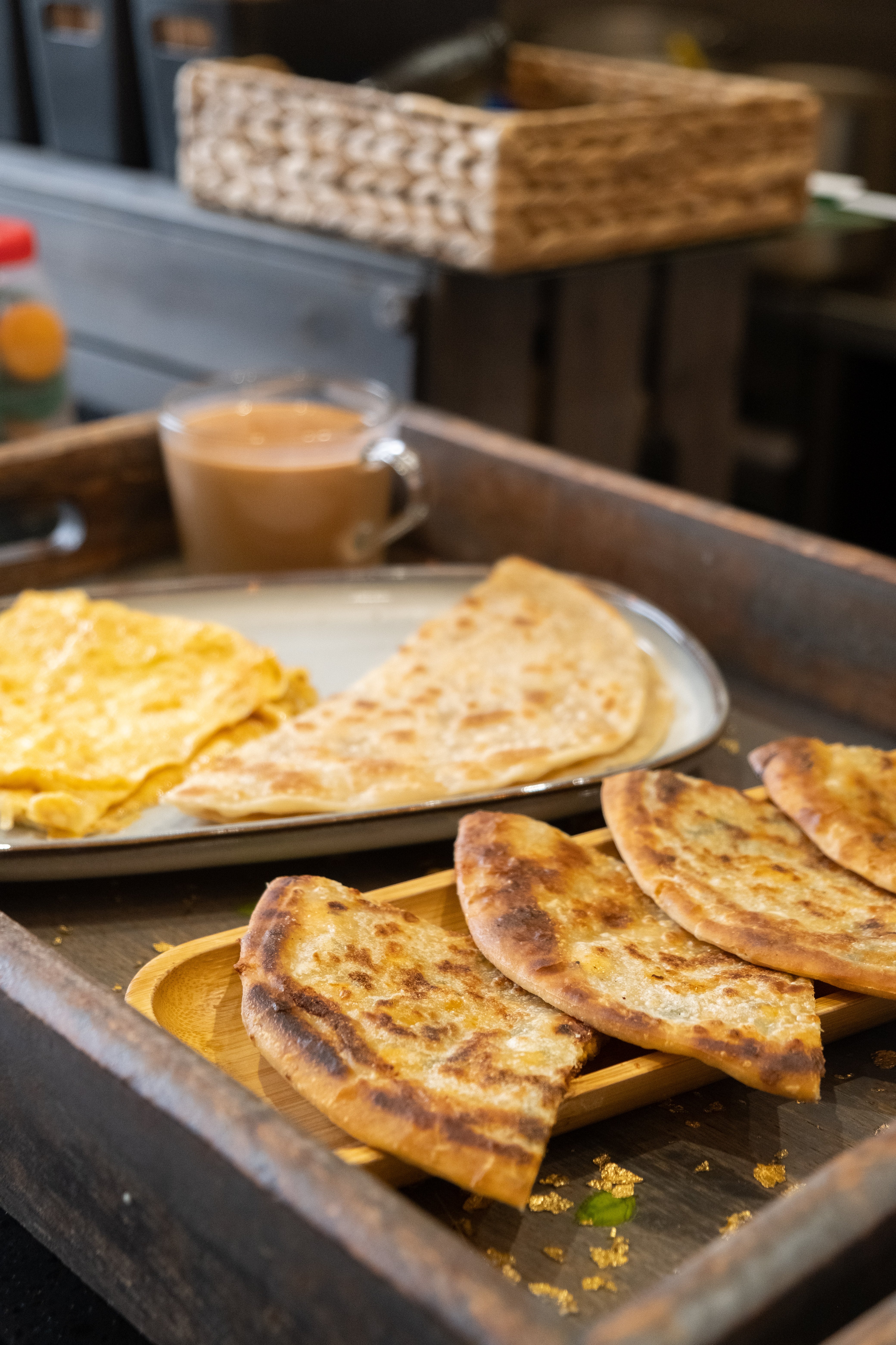 Plain Parataa, Cheese Omelette and Chaii