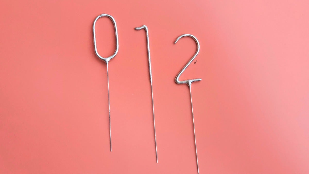 Silver Sparkler / Sparkling  Number Candle
