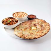 Special Aloo Pyaz Kulcha with chole, dal makhani & pyaz chutney