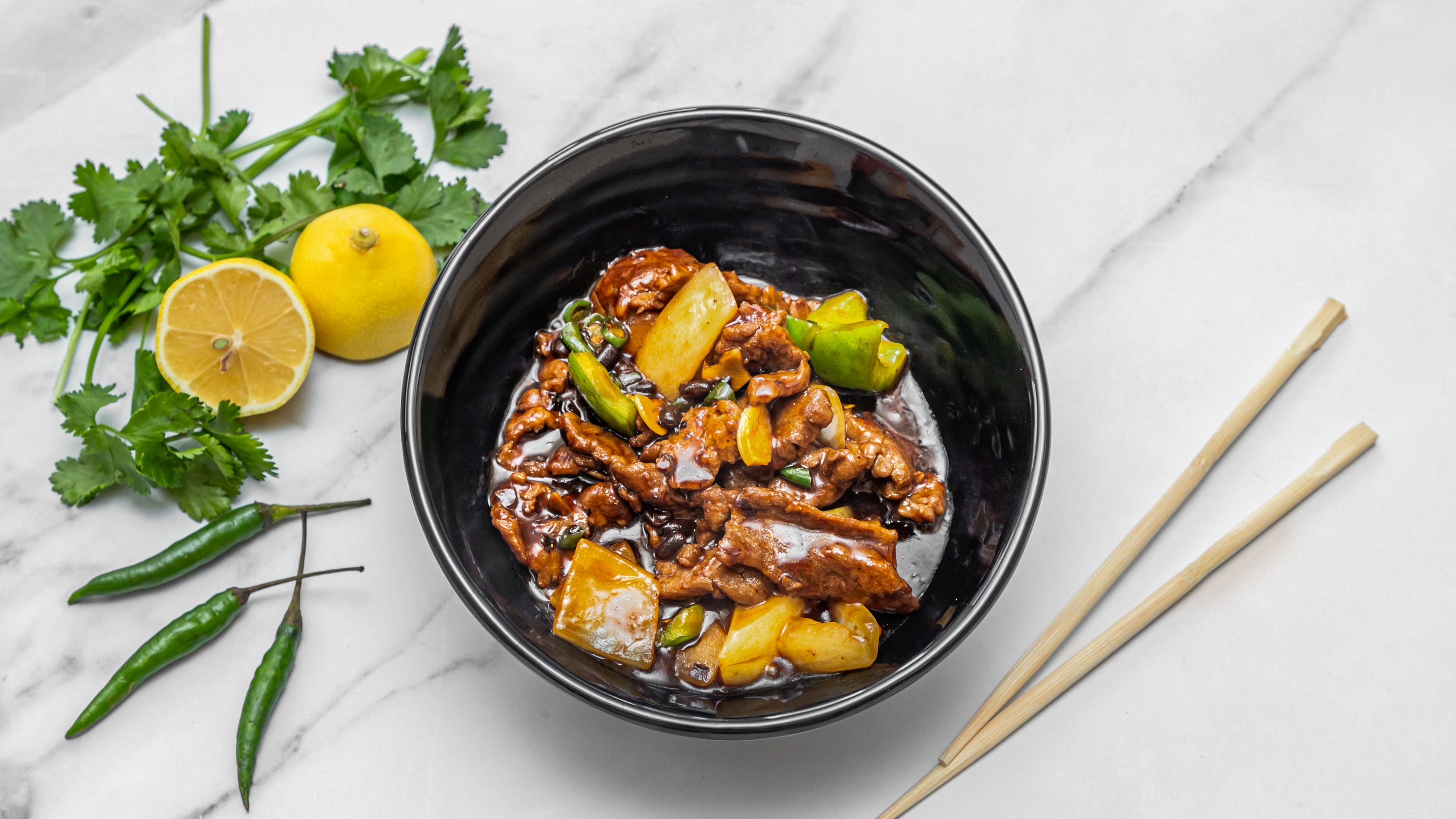 Beef with Green Peppers with Black Bean Sauce