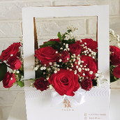 Gorgeous Red Roses In A White Box