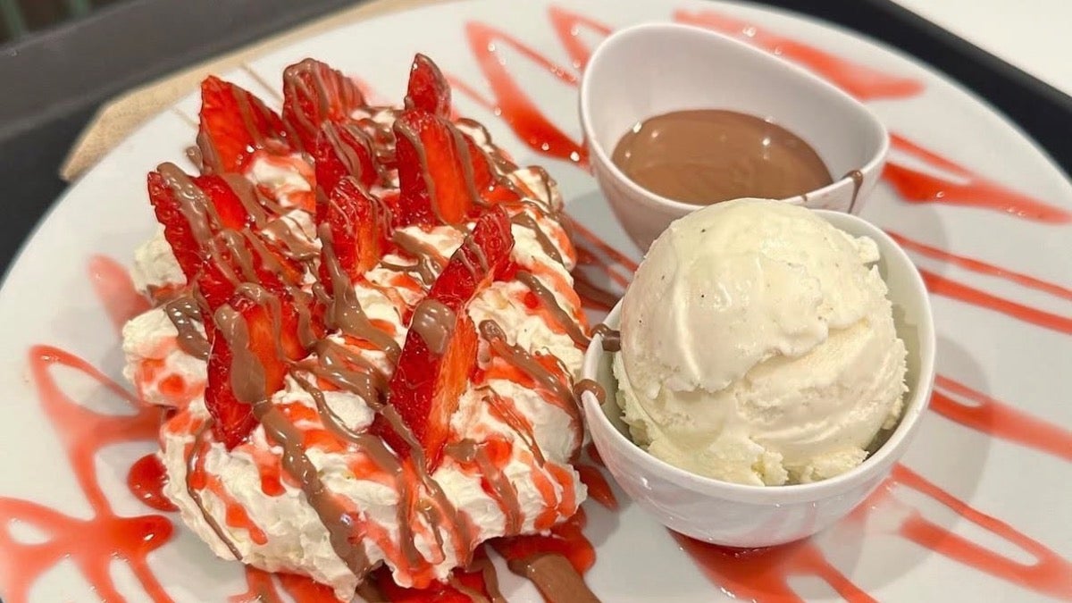 Fresh Strawberries and Cream Waffle
