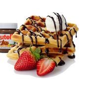 Waffle Nutella Strawberry With Ice Cream 