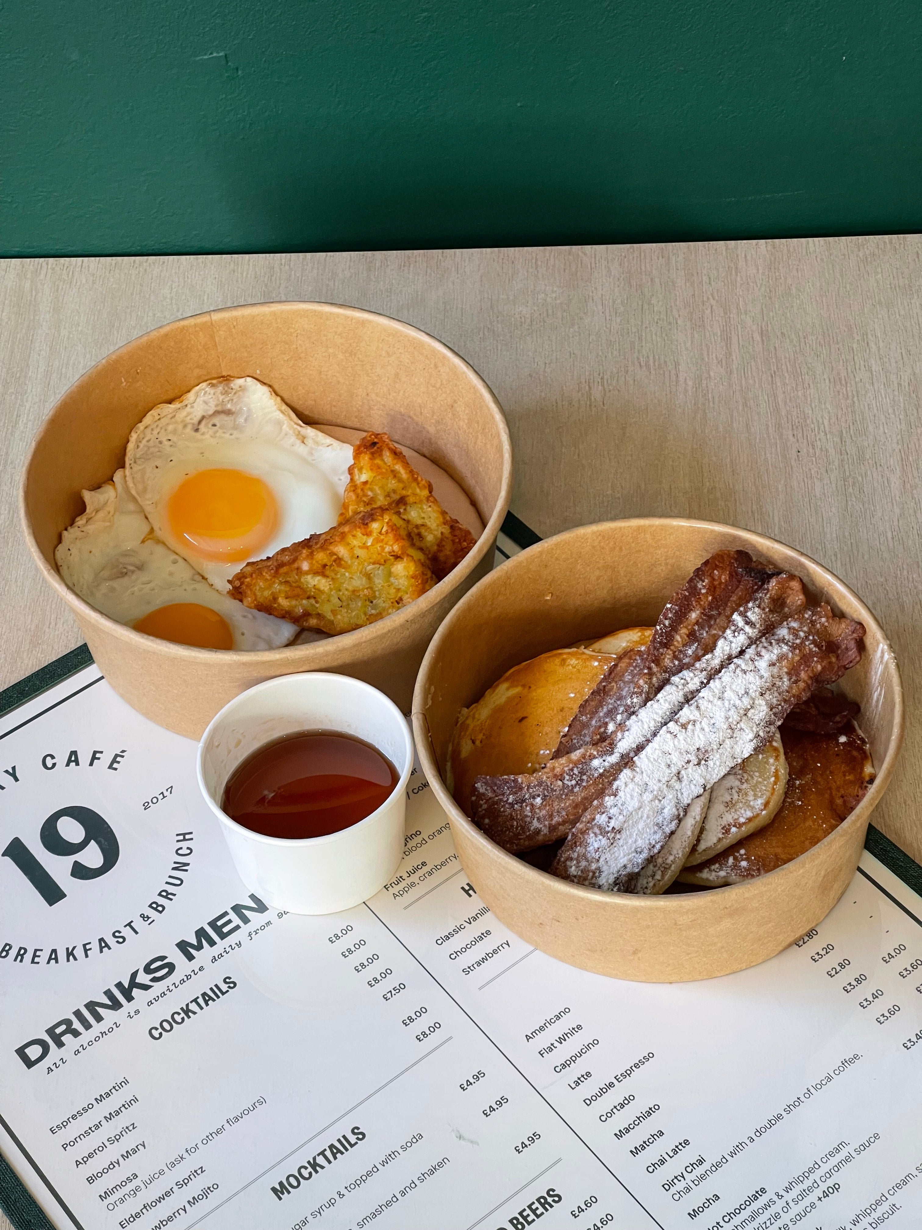 American Breakfast With Buttermilk Pancakes.