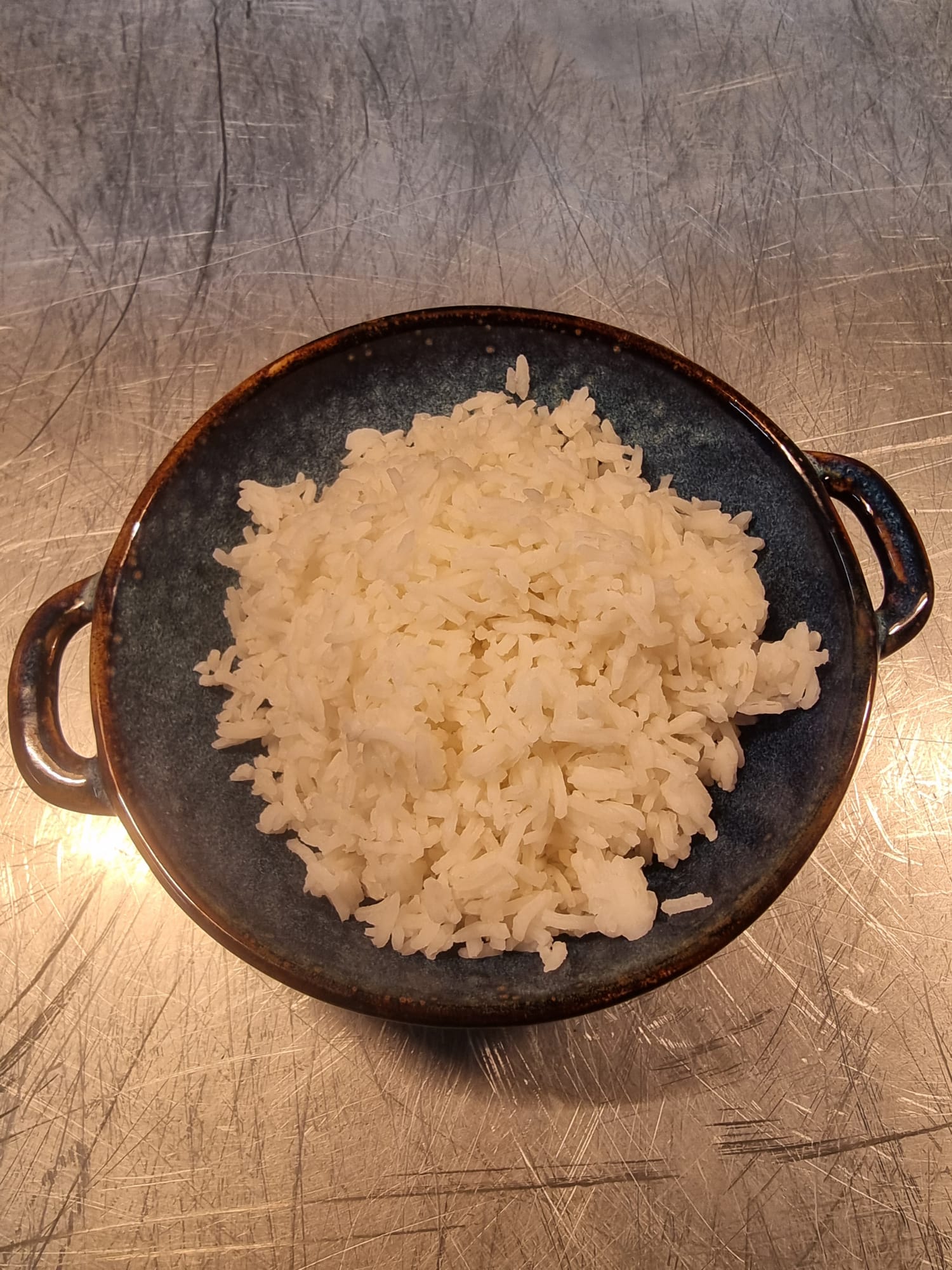 Plain boiled rice.