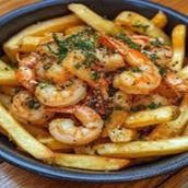 Spicy Garlic Shrimp Loaded Fries