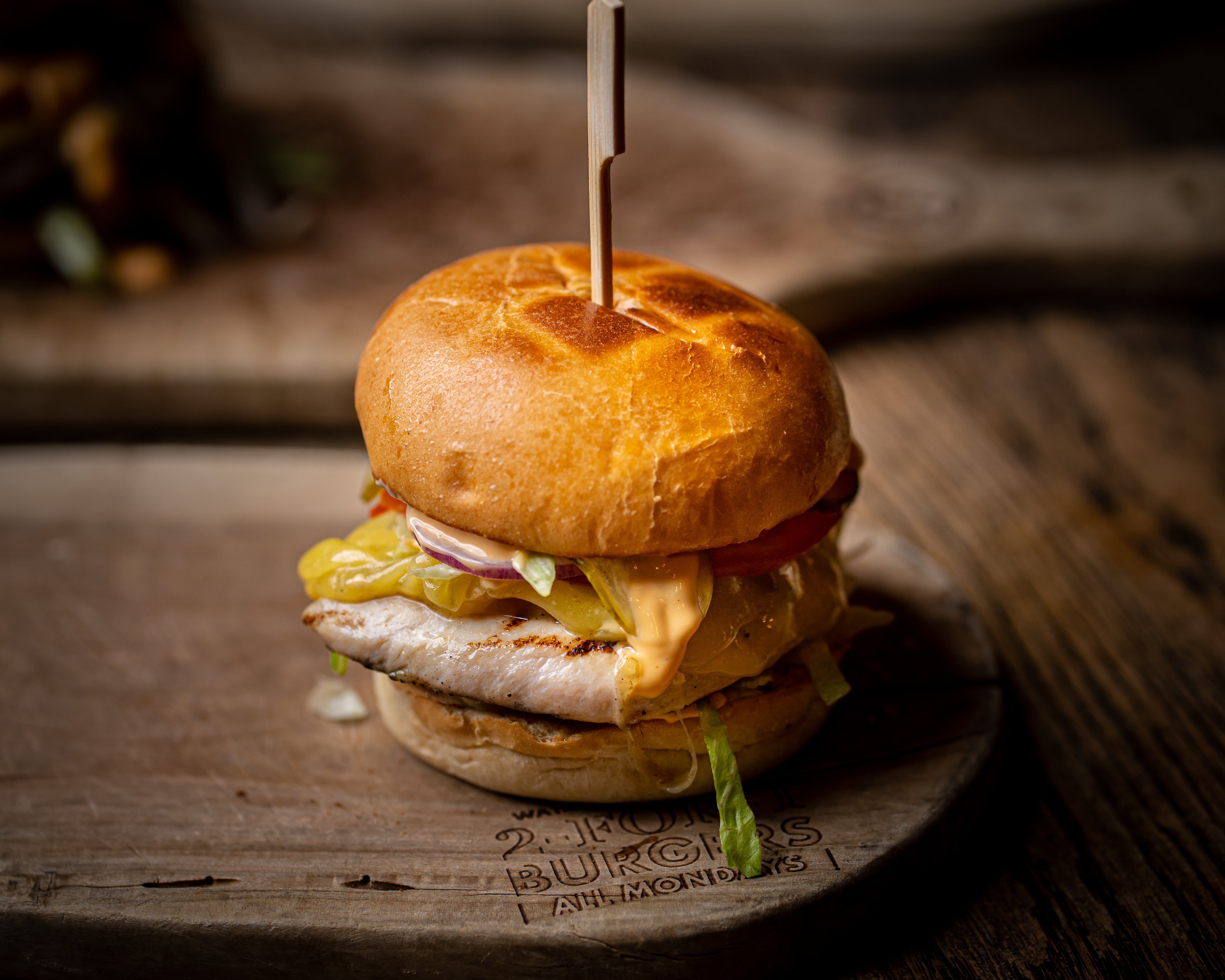 Grilled Chicken Burger with French Fries