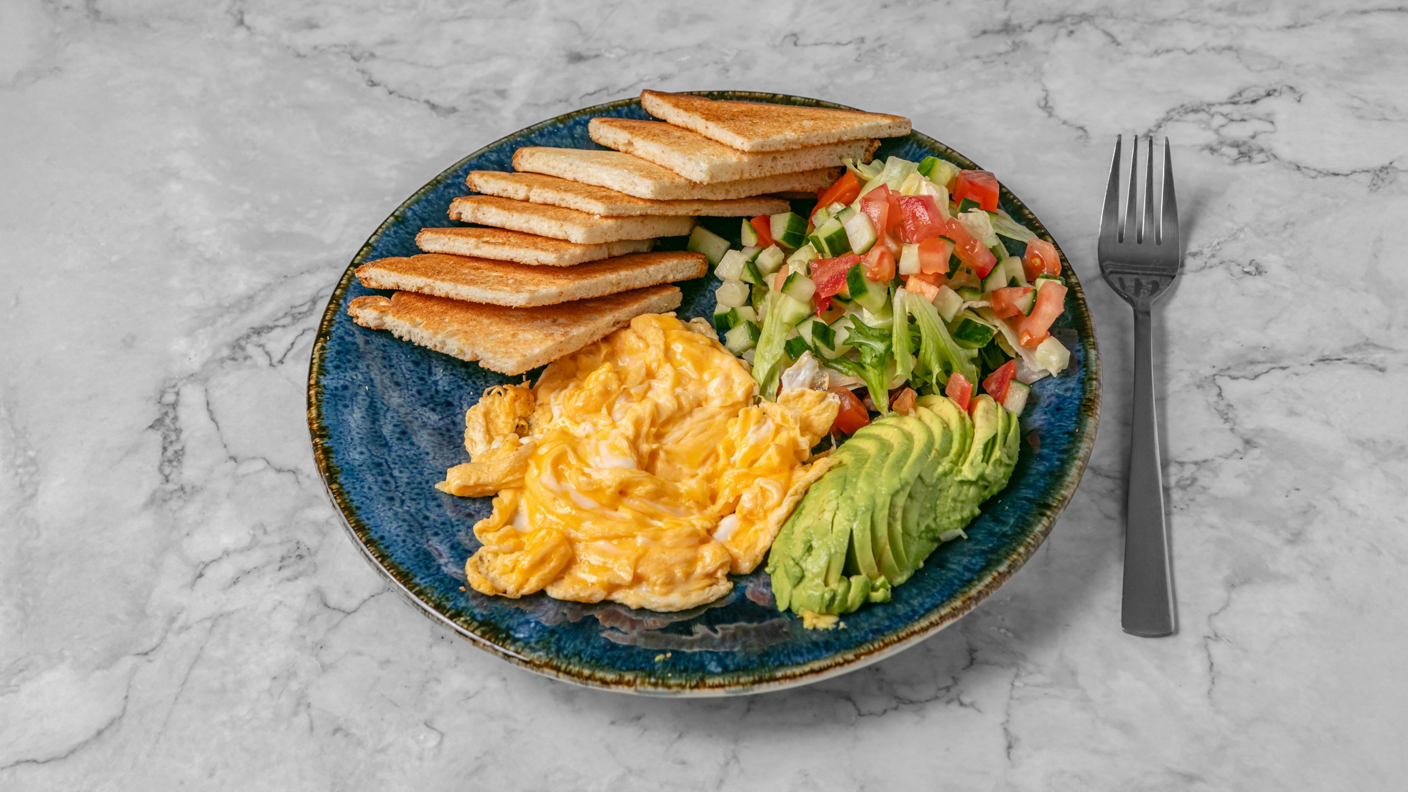 Sliced Avocado & Scrambled Eggs