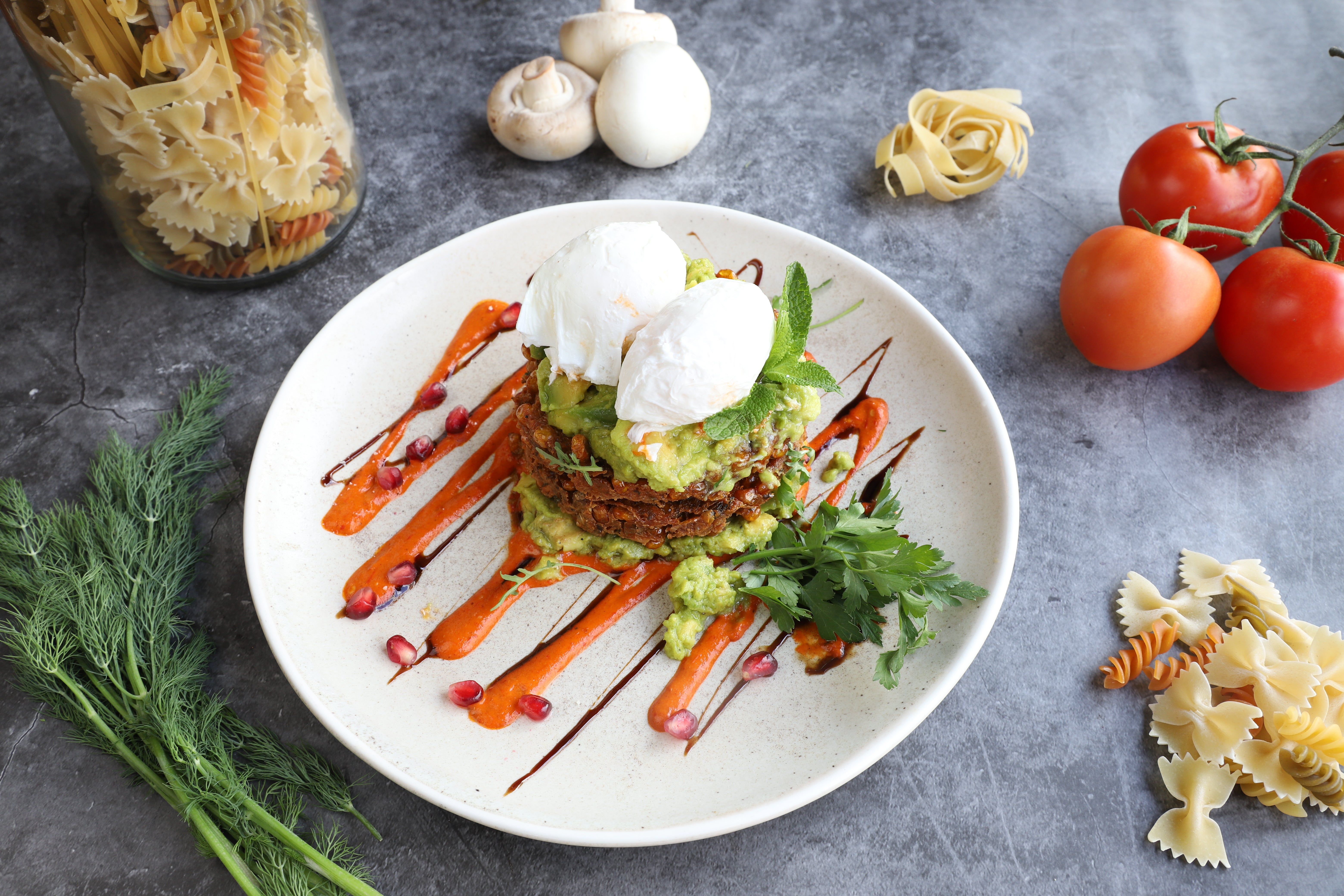 Corn Fritter Stack (v)