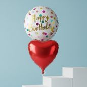 Happy Birthday With Heart Shape Helium Foil Balloon