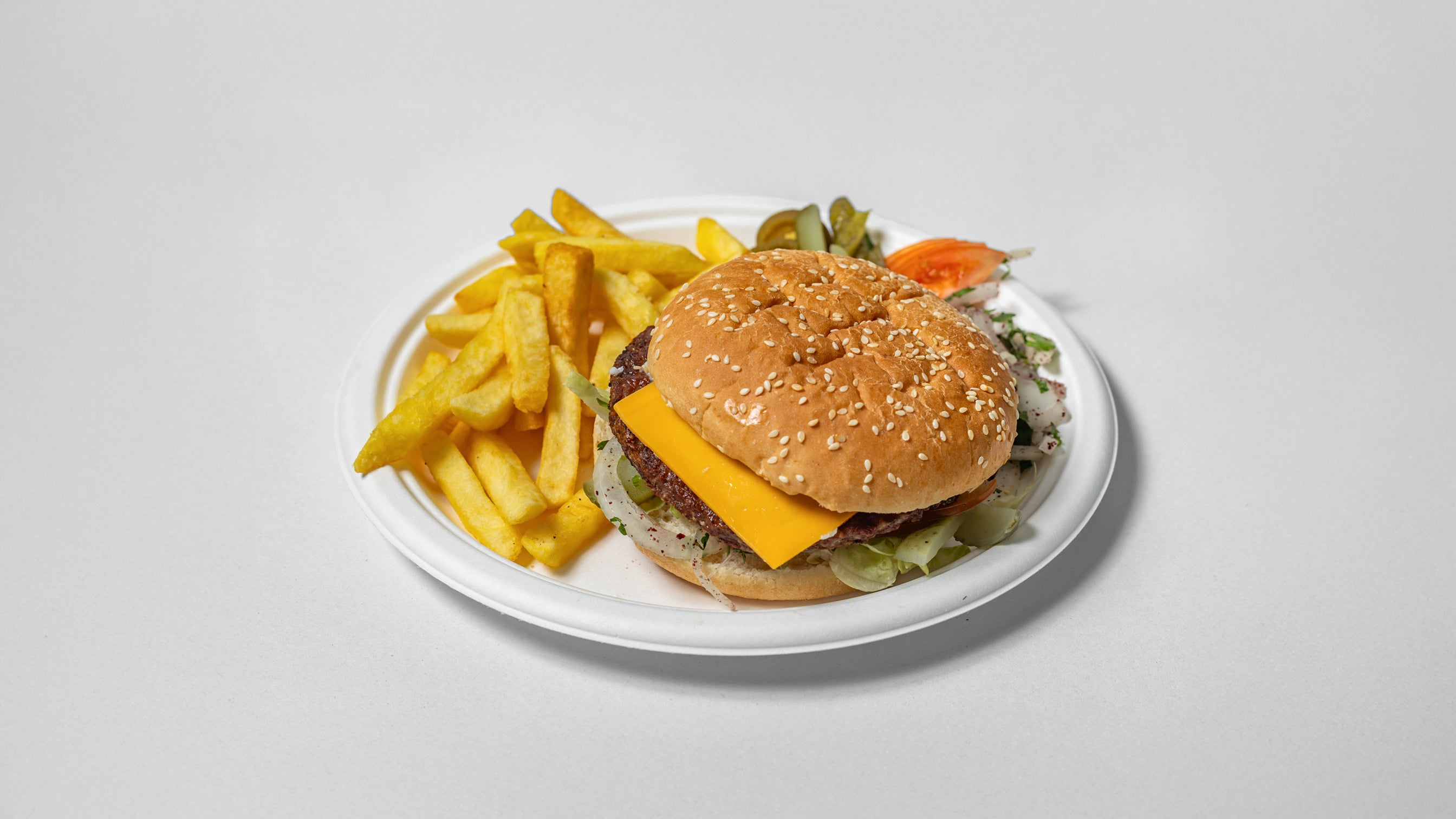 Cheese Beef Burger with Chips