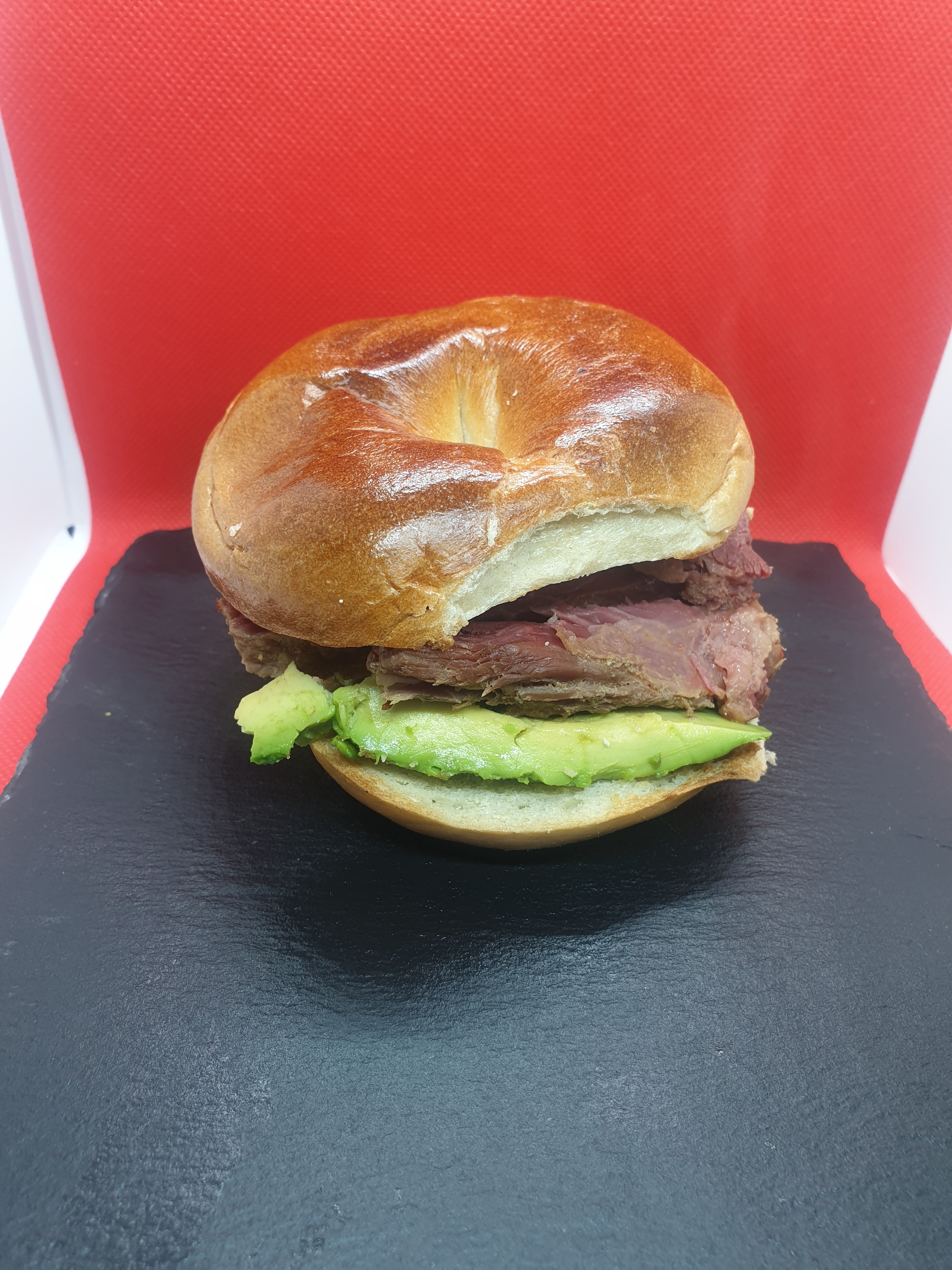 Salt Beef & Avocado Bagel