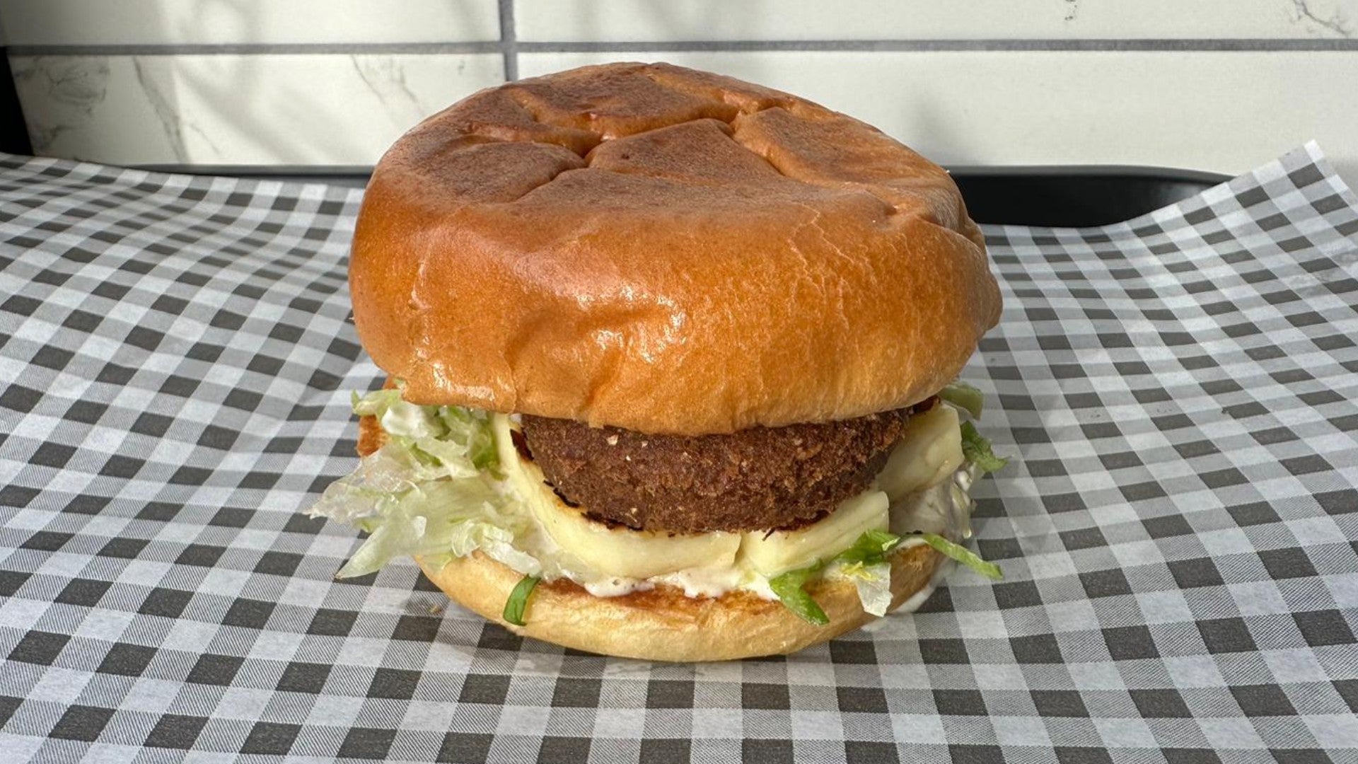 Halloumi with Falafel Burger