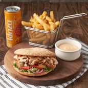 Beef Shawarma Sandwich, Fries Box And Drink