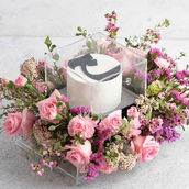 Acrylic Tray With Flowers And Cake