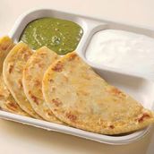 Gobi Paratha with Curd & Green Chutney