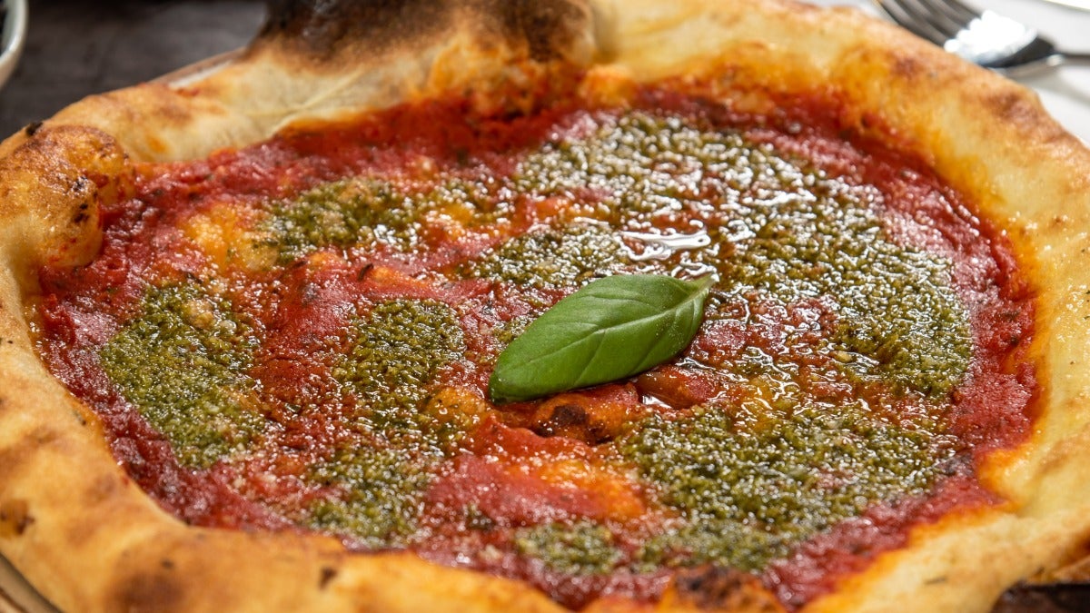 Tomato, Pesto and Garlic Flatbread