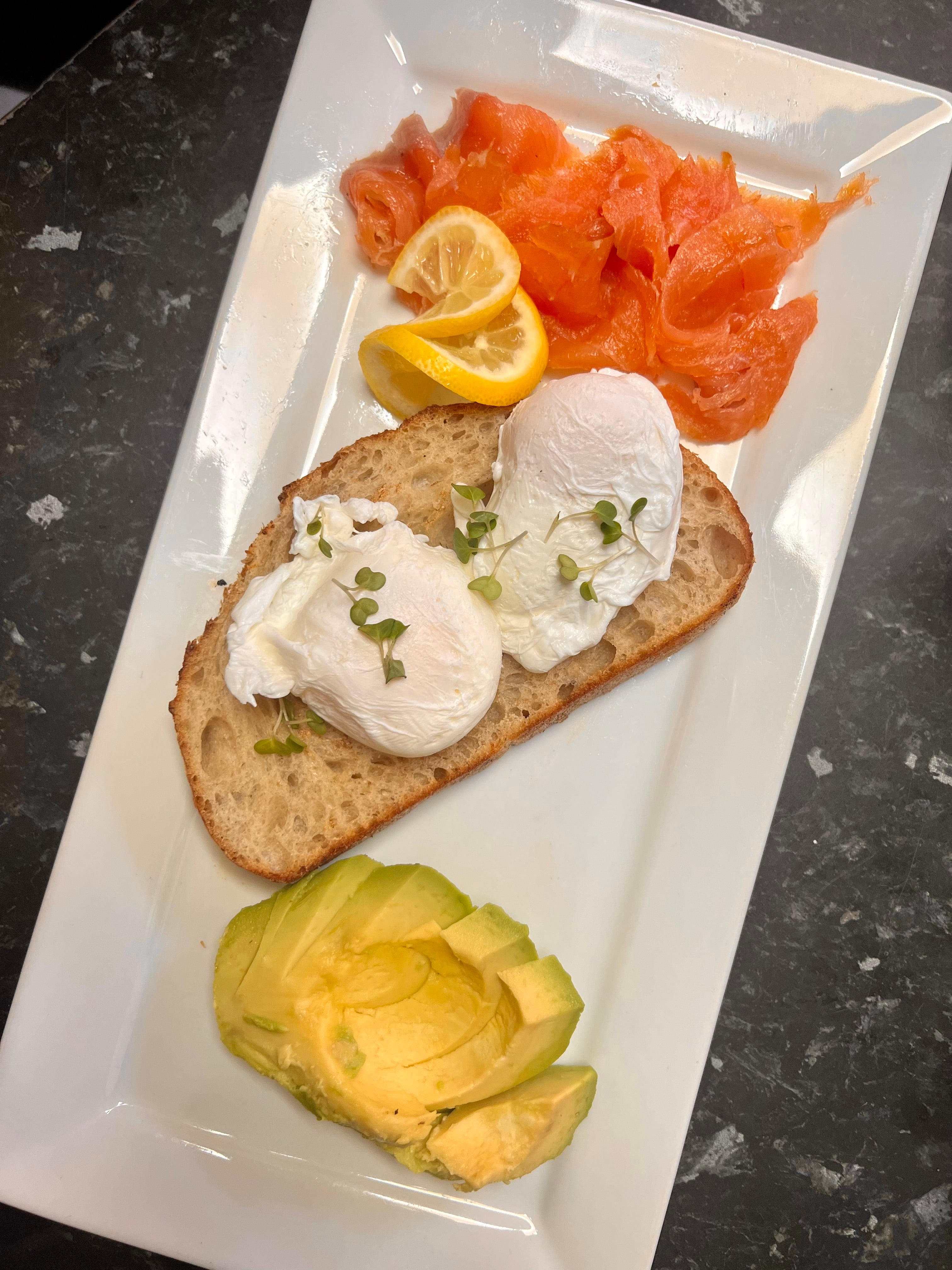 Poached Egg with Salmon on Sourdough Bread