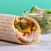 Spicy Turkey Delight Wrap and Salad pot