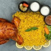 Fresh Chicken On Charcoal With Rice