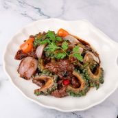 Beef With Bitter Gourd Seafood, soya, nuts