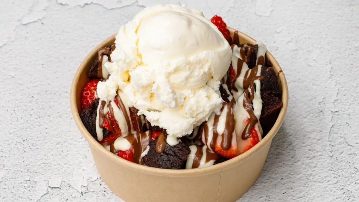 Brownie and Strawberry Bowl