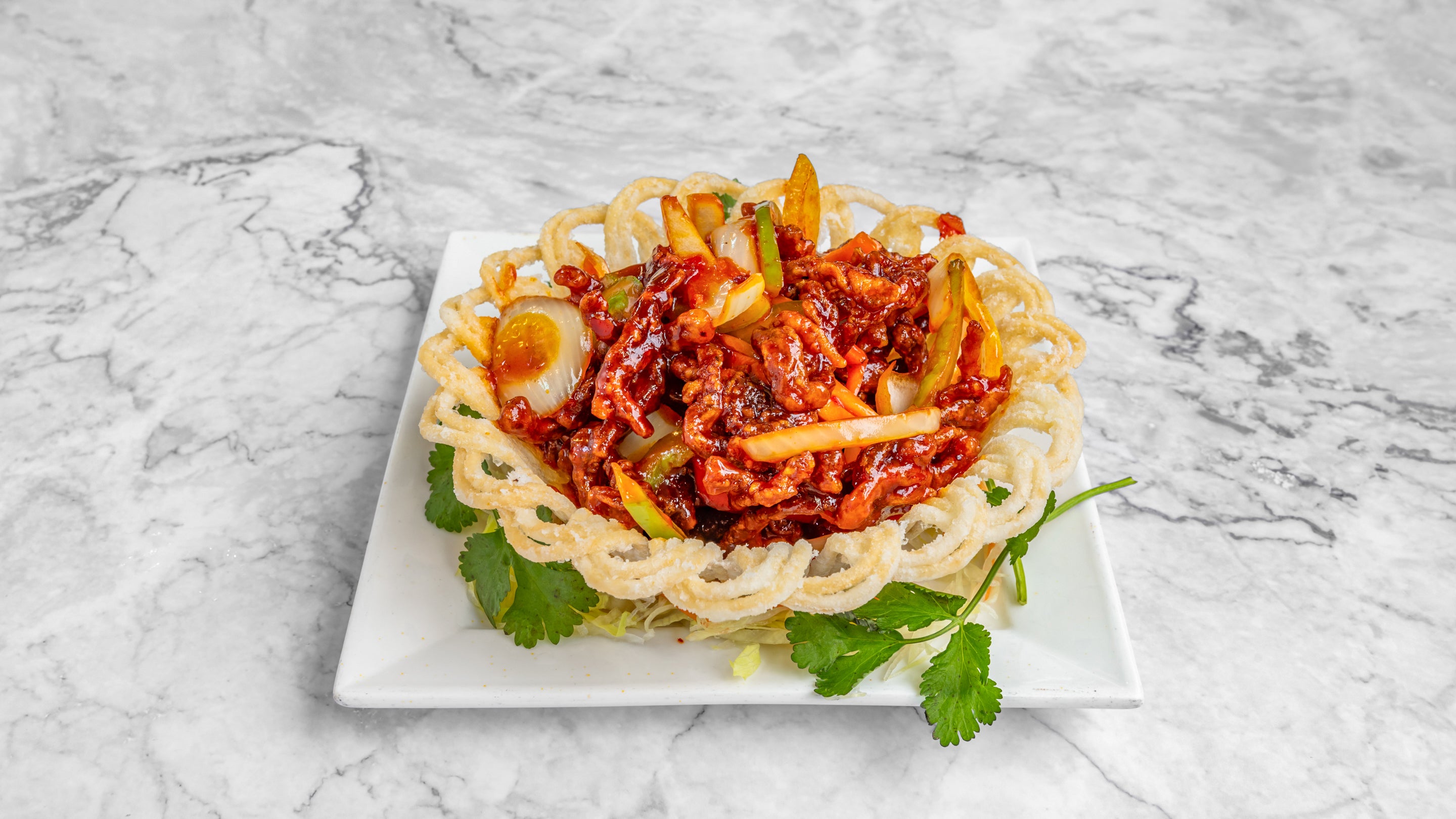 Shredded Crispy Chilli Beef in Kung Po Style 宮保牛柳絲