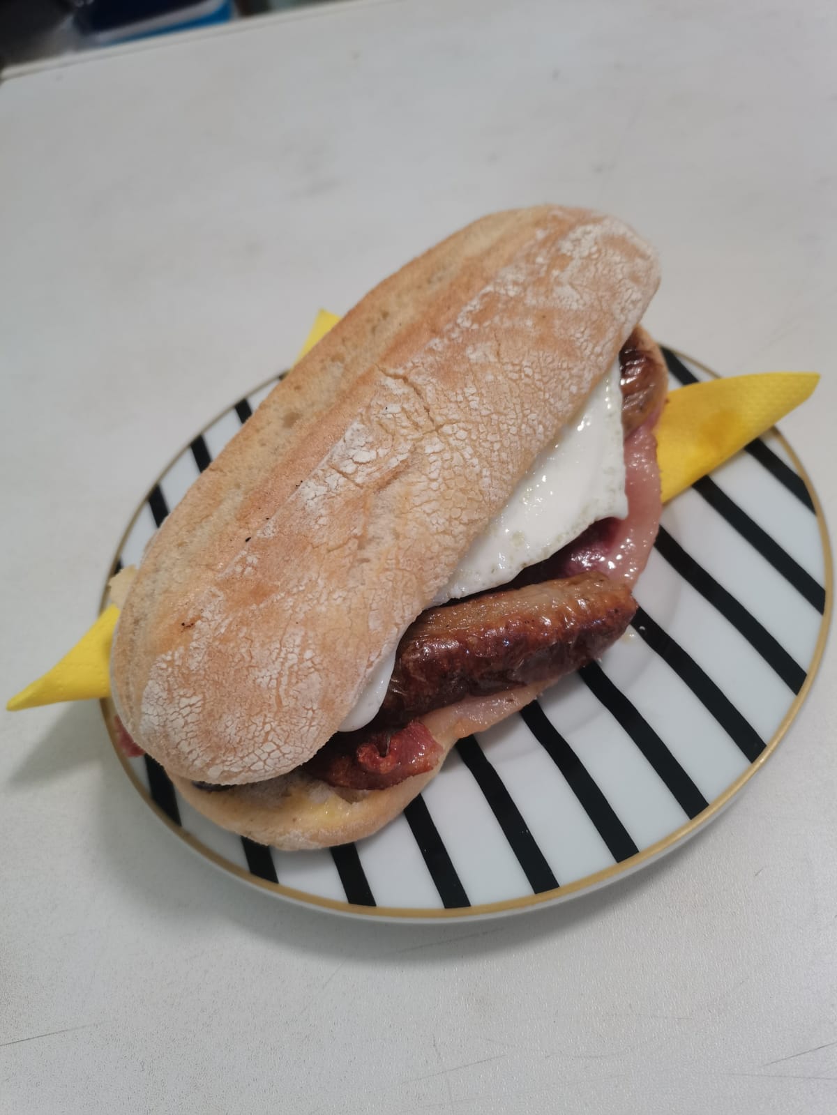 Bacon, Egg & Sausage Ciabatta