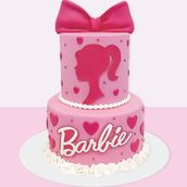  Barbie Cake Ribbon Pearls 2 Layers