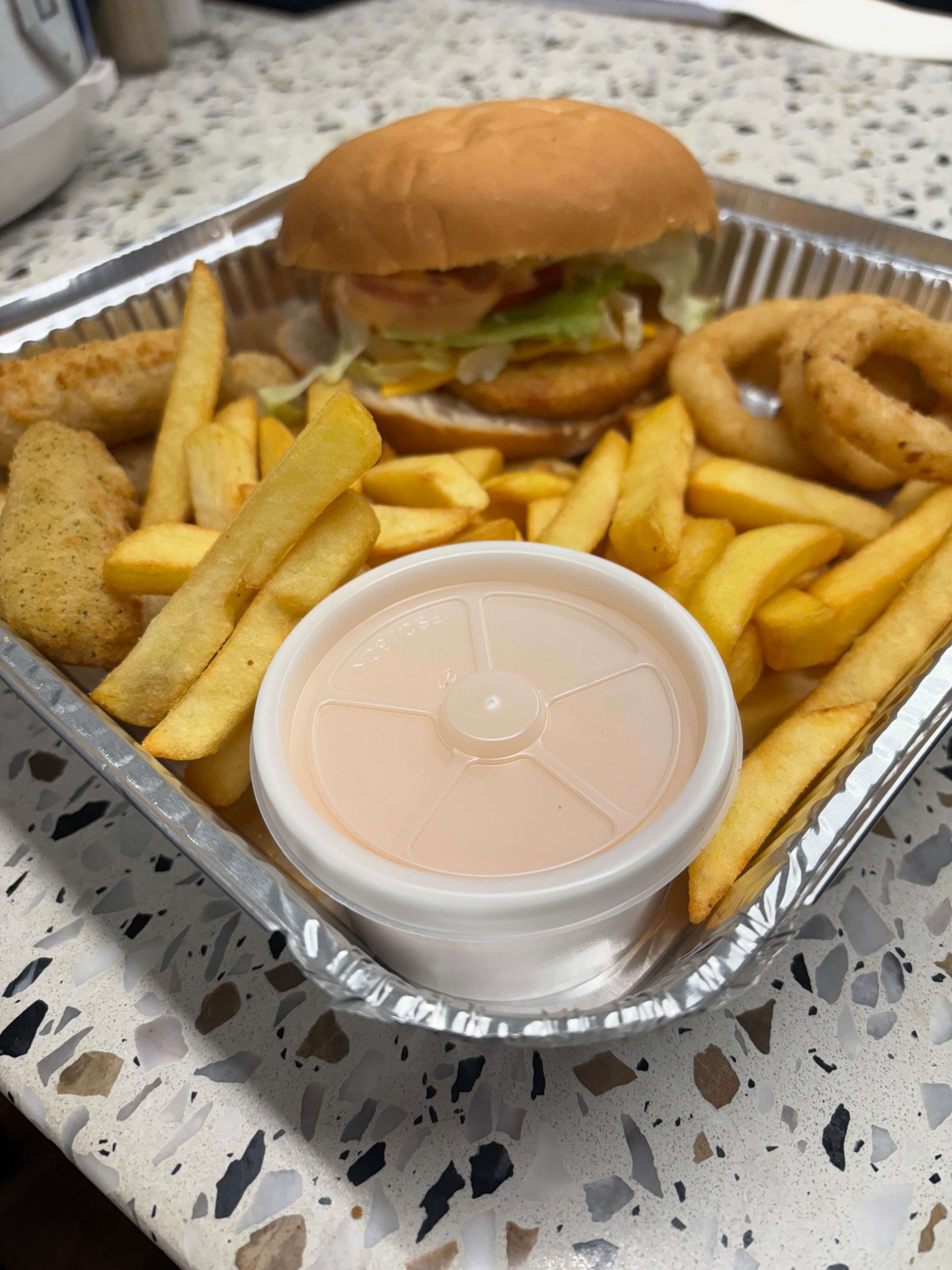 Chicken burger boxed meal