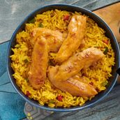 Grilled chicken Strips and Spicy Rice 