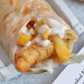 Cheese Samosa Chapati With Tahini and Potato