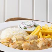 Chicken Lokum with French Onion Cream