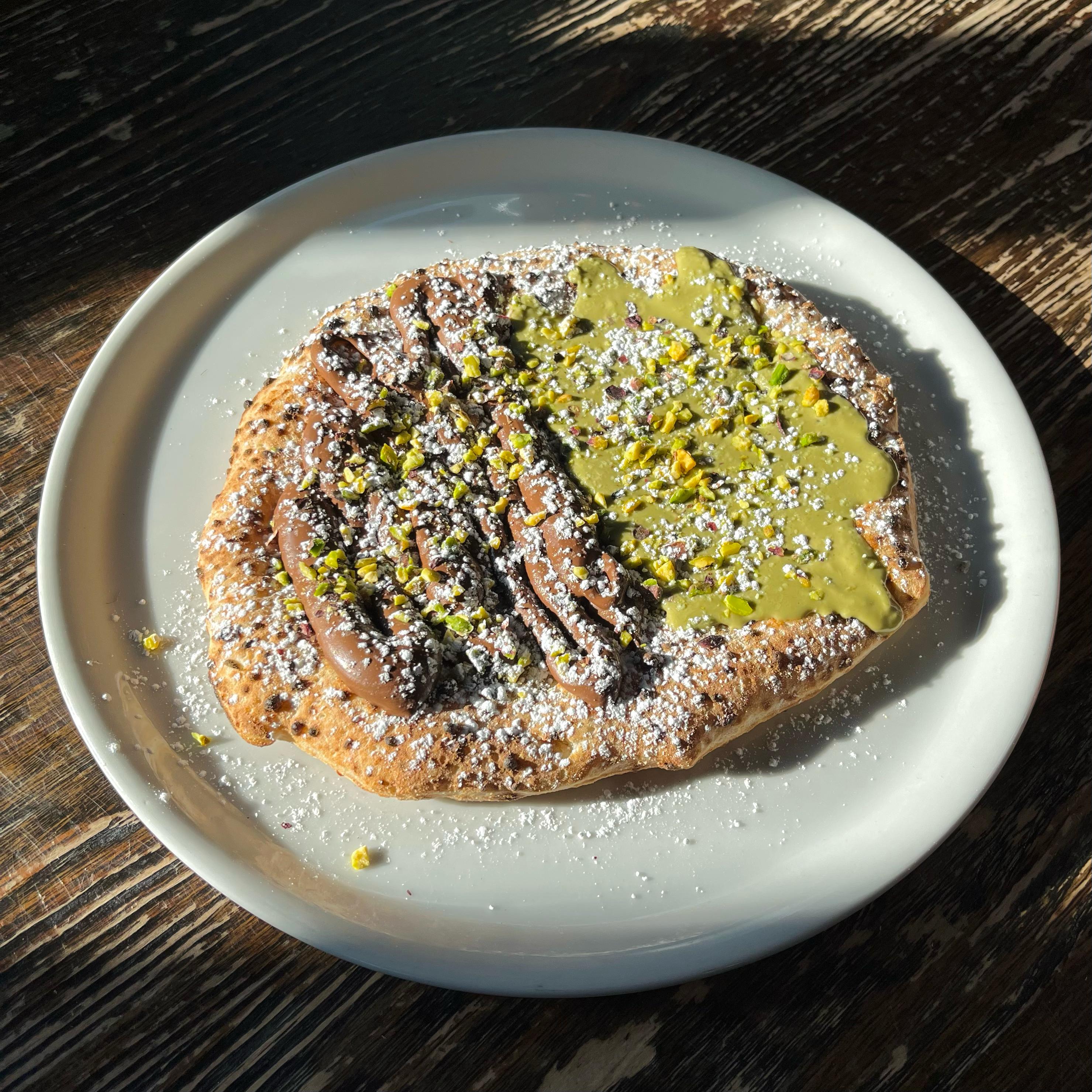 Nutella and Pistachio pizza