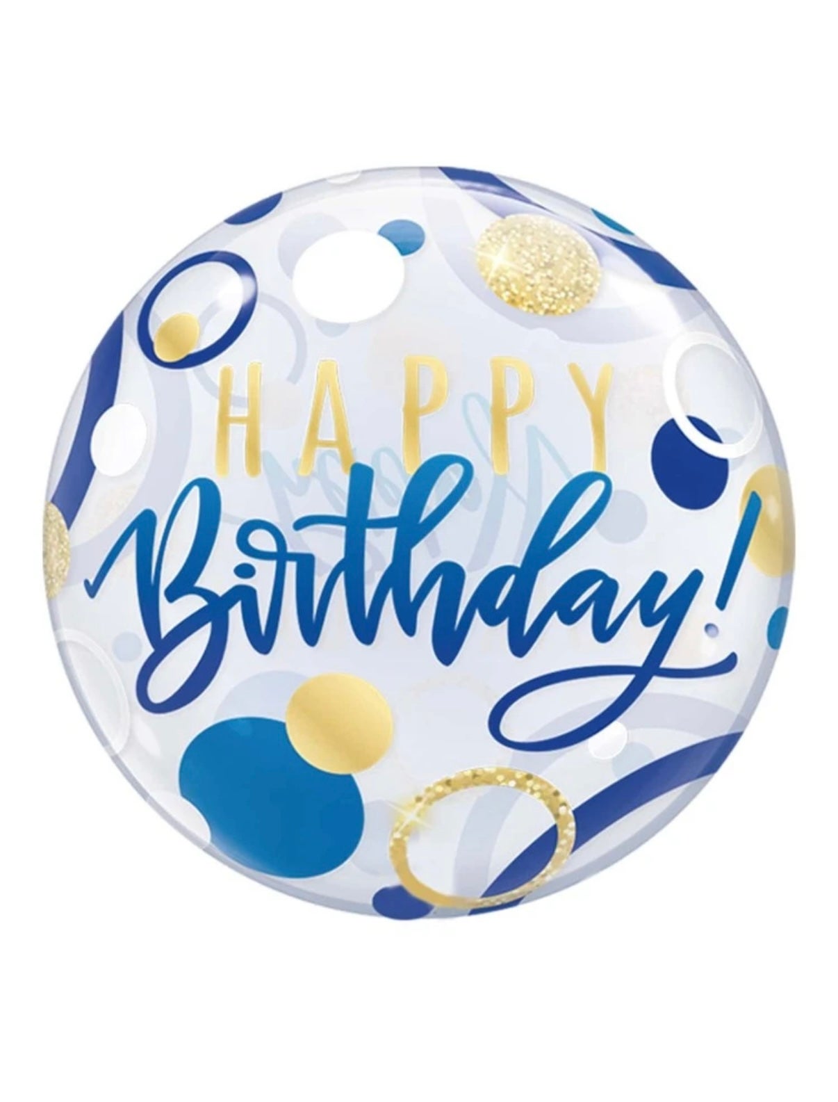 Rounded Blue Happy Birthday Balloon