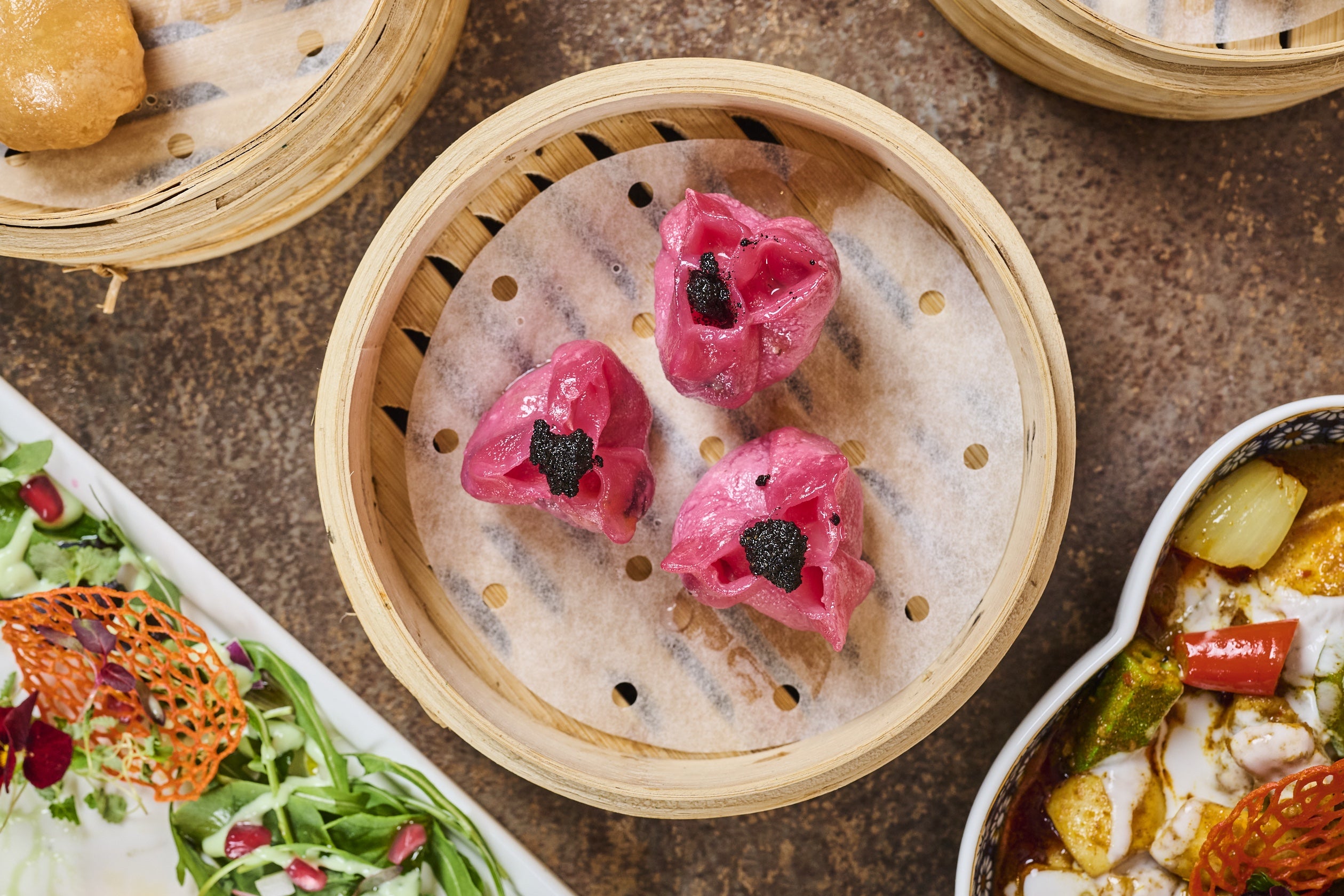Steamed Mixed Mushroom Dumpling With Black Truffle Paste 黑松露什菌齋餃