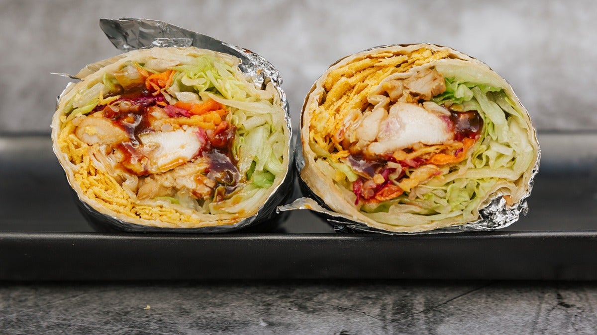 Ginger and spring onion chicken salad wrap