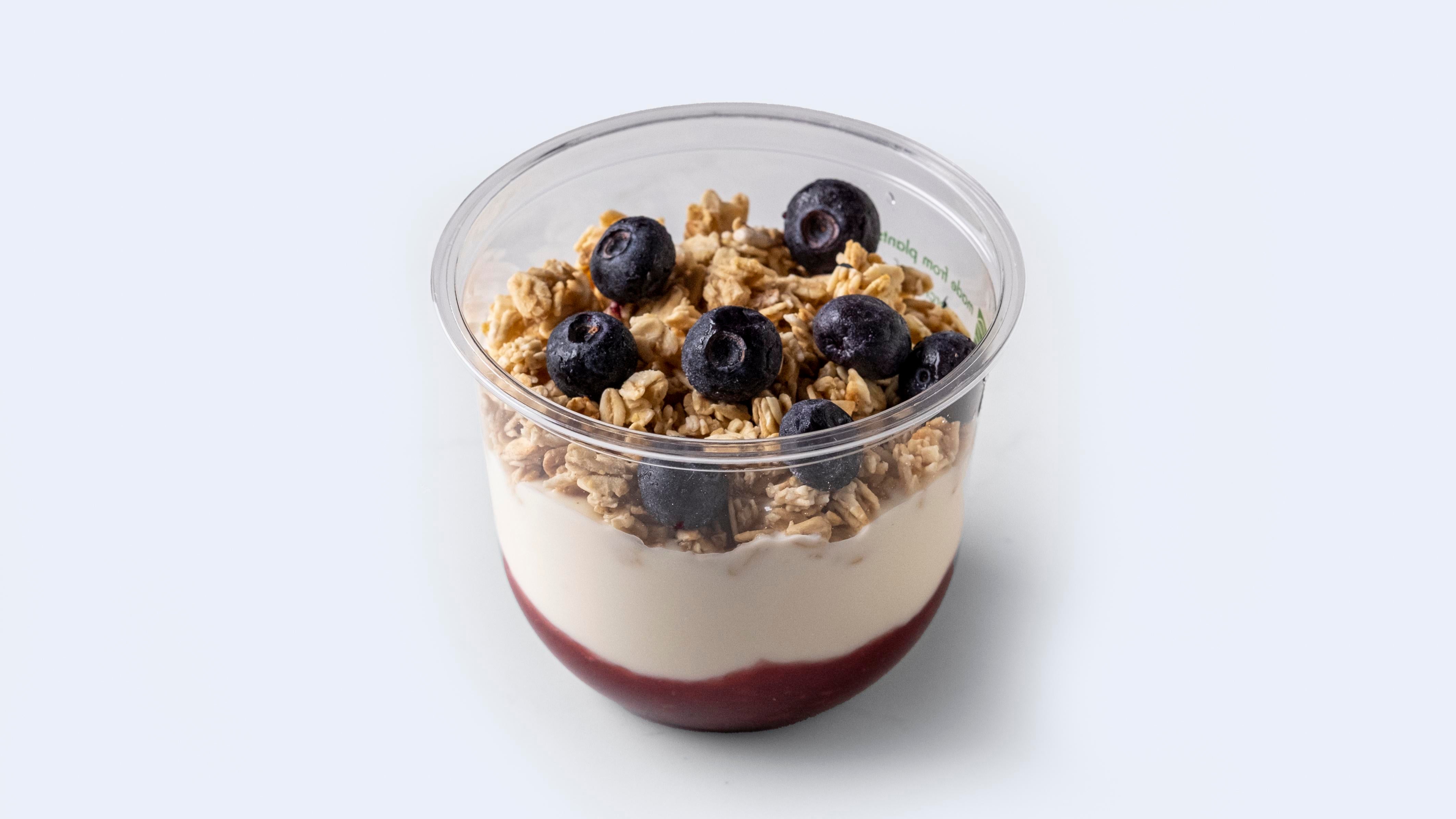 Granola, Vegan Yoghurt & Raspberry Compote