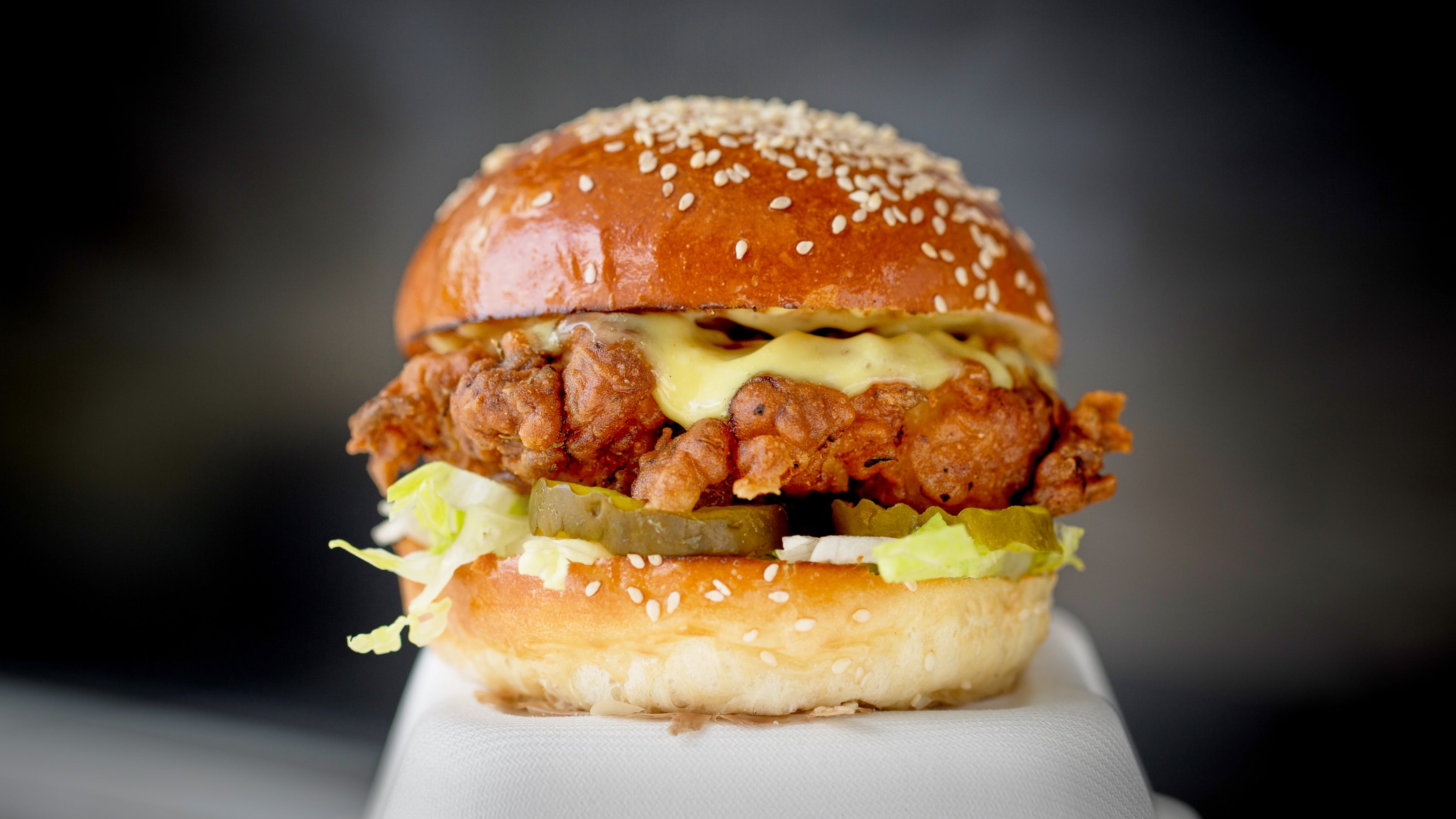 Fried Chicken, Lettuce, Pickles and Honey Mustard