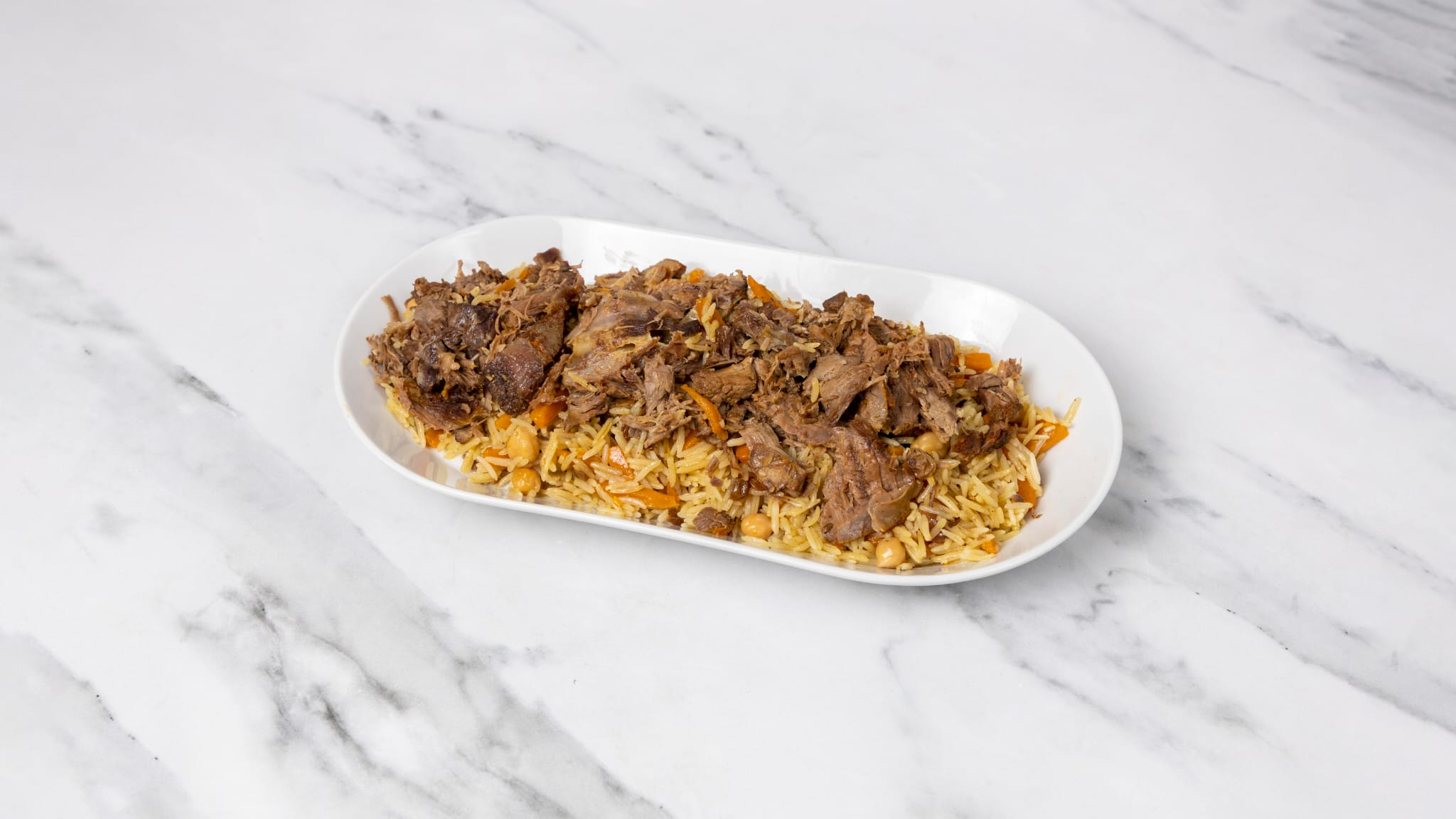 Pilaf Rice with Achichuk and Lagman, Triangle Beef Samosa