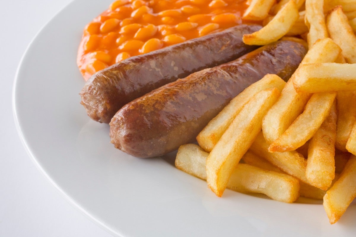 Sausage, Chips, and Beans