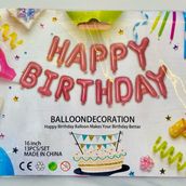 Happy Birthday Balloon Letters Plain Pink