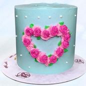 Pink Rose Cake With Heart