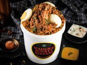 Mutton Biryani (6 pieces, 2 person) Gulab Jamun, Baigan (Eggplant) Salan, and Raita