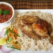 Green Chilli Chicken Charcoal with Mandi or Madhout Rice