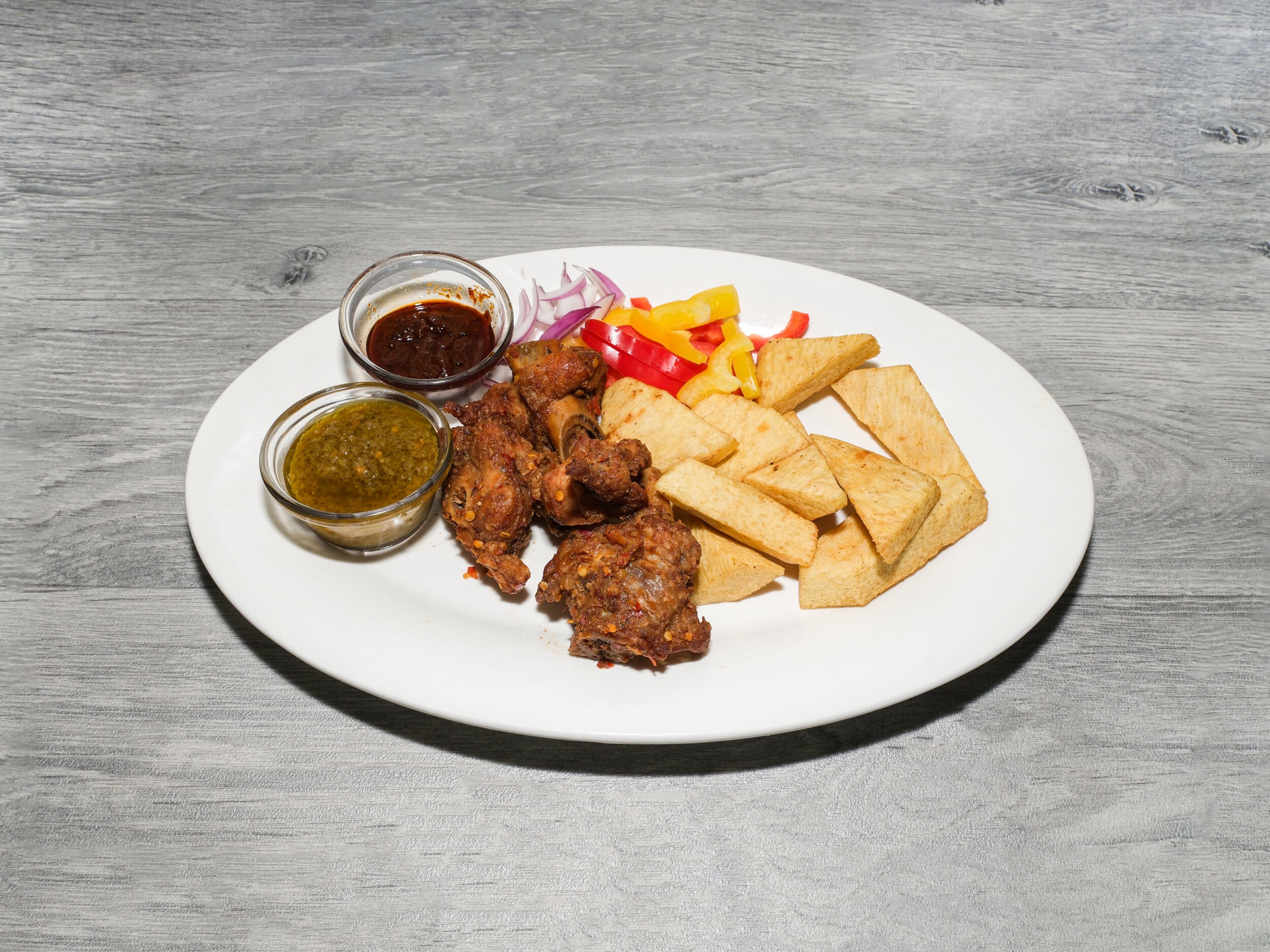 Fried Yam with Turkey Wings