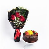 Chocolate Cake And Flower Combo